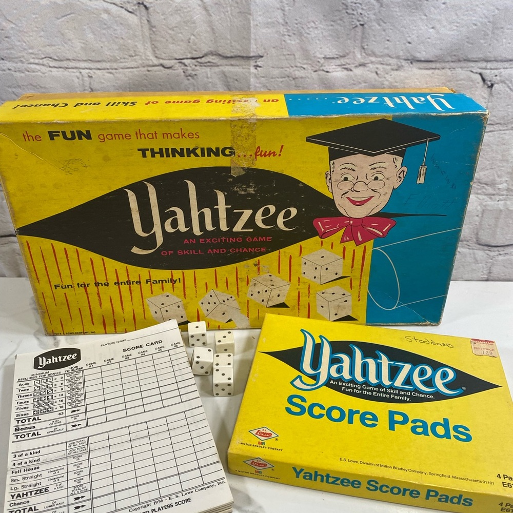 Vintage Yahtzee 1956 #950 Yahtzee E.S Lowe Co. Score Pads Incomplete Board Game